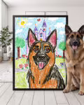 Childlike Crayon Art Style - Custom Pet Portrait Poster Canvas