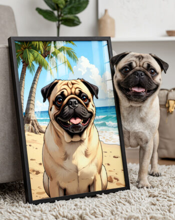 Modern Cartoon Illustration Style - Custom Pet Portrait Poster Canvas