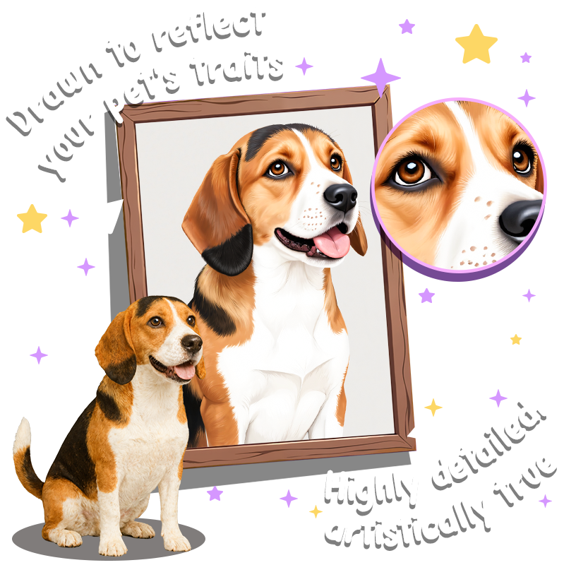 Realistic Illustration Style - Custom Pet Portrait Poster Canvas ILLUSTRATION