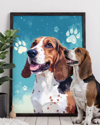 Minimalist Flat Color Style - Custom Pet Portrait Poster Canvas