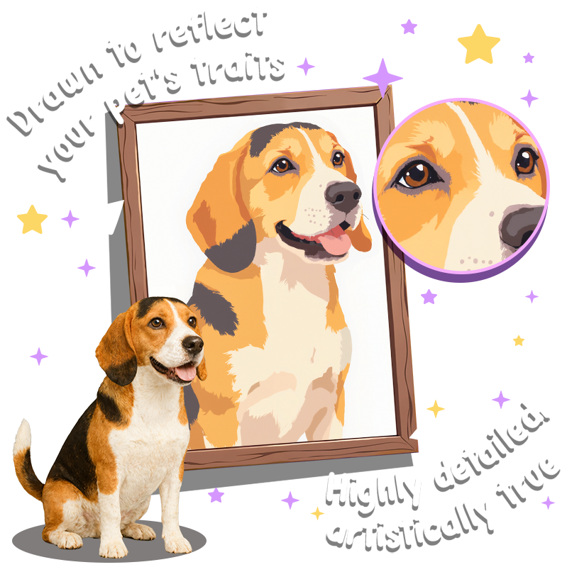 Minimalist Flat Color Style - Custom Pet Portrait Poster Canvas Minimalist Flat Color Illustration Style