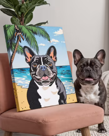 Retro Cartoon Illustration Style - Custom Pet Portrait Poster Canvas