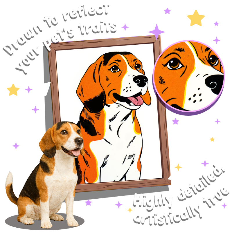 Retro Cartoon Illustration Style - Custom Pet Portrait Poster Canvas Retro Comic