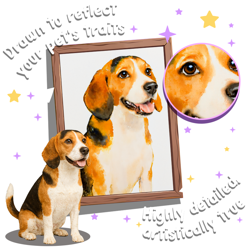 Classic Watercolor Style - Custom Pet Portrait Poster Canvas Simple Basic Watercolor Style